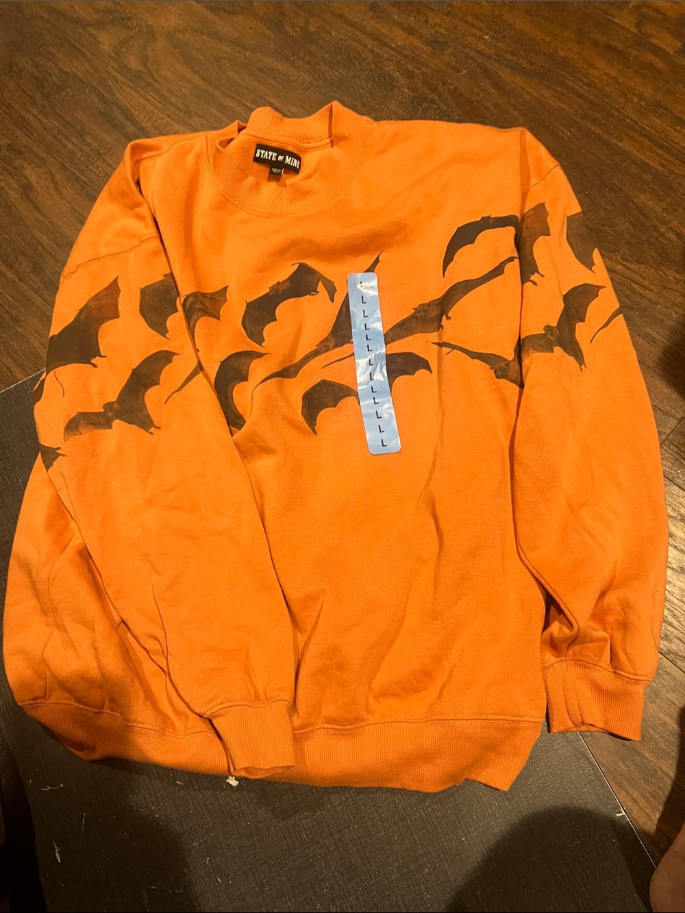 State of Mind Orange Bat Print Crewneck Sweatshirt